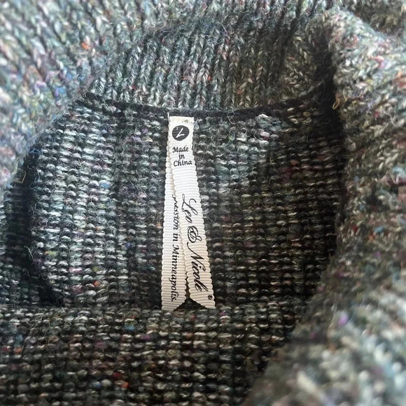 Leo & Nicole Pullover Cowl Neck Knit Sweater Green Size Large Cotton Wool Blend - Picture 5 of 8